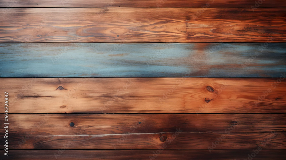 Naklejka premium Rustic Wooden Background with Blue Accents: Perfect for Rustic, Farmhouse, and Vintage Designs