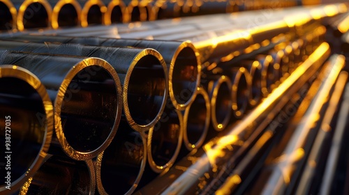 Close-up of Shiny Metal Pipes