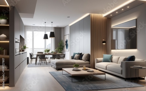 Wallpaper Mural beautiful apartment, interior. 3d rendering Torontodigital.ca