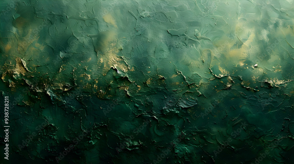 Emerald Green Textured Wall with Gold Accents - A Luxurious Background Emerald Green Textured Wall with Gold Accents - A Luxurious Background
