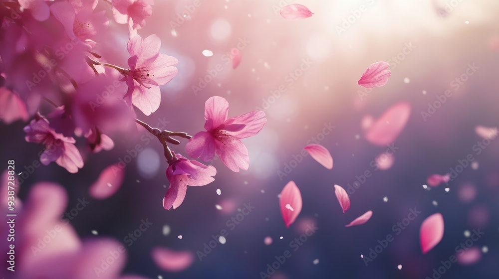 Pink sakura petals falling gently in the wind, peaceful spring scene and nature's delicate beauty, tranquil outdoor view Pink sakura petals falling gently in the wind, peaceful spring scene and nature's delicate beauty, tranquil outdoor view