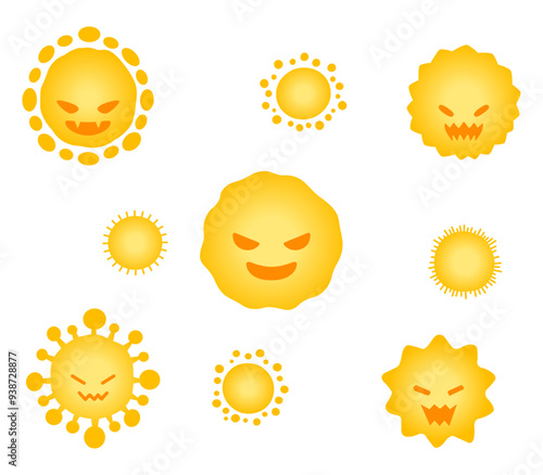 花粉やウイルス、菌のカラーイラスト
