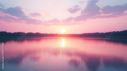 Wallpaper Mural Pink sky at sunset over a calm lake, serene evening scene and peaceful nature retreat, warm and colorful horizon Torontodigital.ca