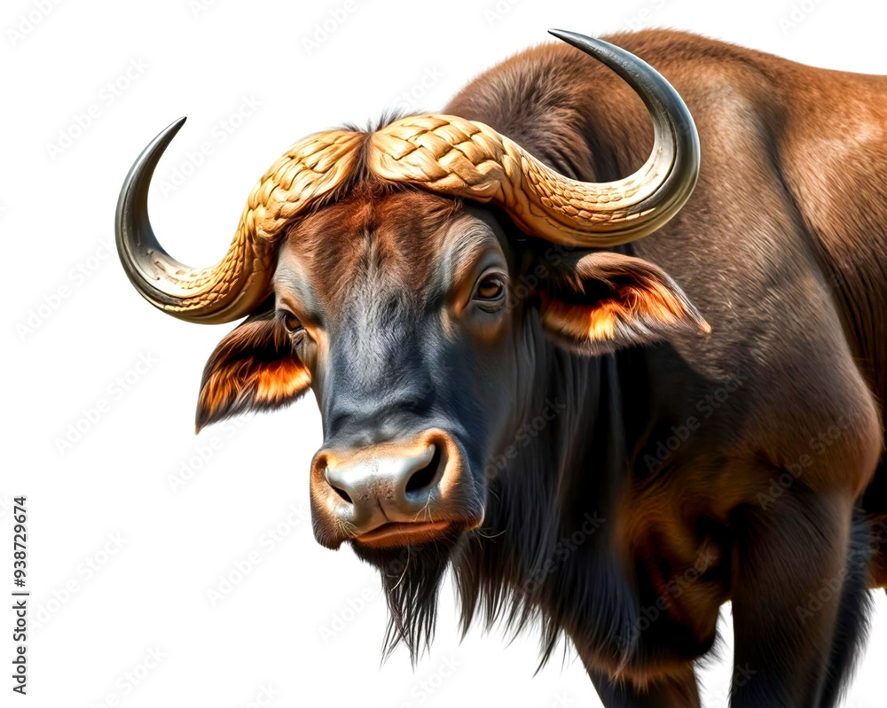 Portrait of a bull on white background. Generative Ai Illustration Portrait of a bull on white background. Generative Ai Illustration