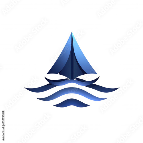 Modern abstract logo design of a sailboat with waves for a nautical company