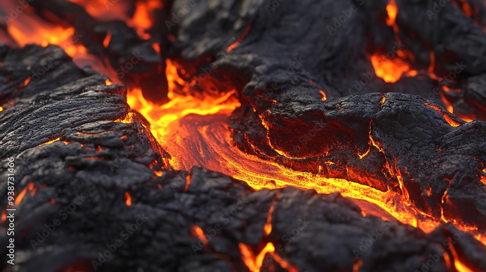 Lava Flow. A Dramatic and Fiery Image Showcasing Molten Lava Erupting from a Volcano, Highlighting the Intense Heat and Glowing Red-Orange Lava Flowing Across a Dark Landscape. Lava Flow. A Dramatic and Fiery Image Showcasing Molten Lava Erupting from a Volcano, Highlighting the Intense Heat and Glowing Red-Orange Lava Flowing Across a Dark Landscape.