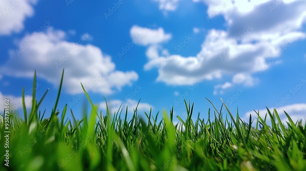 Summer Lawn with Sky and Clouds, Featuring Ice Elements. A Refreshing Scene Capturing a Green Lawn Under a Clear Sky with Fluffy Clouds and Cool Ice Details, Evoking a Summery Feel. Summer Lawn with Sky and Clouds, Featuring Ice Elements. A Refreshing Scene Capturing a Green Lawn Under a Clear Sky with Fluffy Clouds and Cool Ice Details, Evoking a Summery Feel.