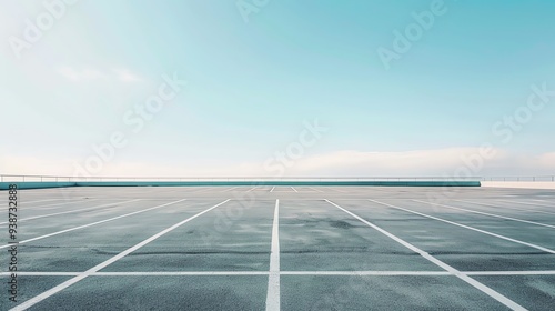 Empty rooftop parking lot with clear sky and minimalist design. Ideal for urban, cityscape, and open space concepts.