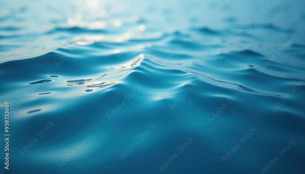 Close-up view of calm ocean waves with sunlight glistening on the water's surface, creating a serene and tranquil atmosphere. Close-up view of calm ocean waves with sunlight glistening on the water's surface, creating a serene and tranquil atmosphere.