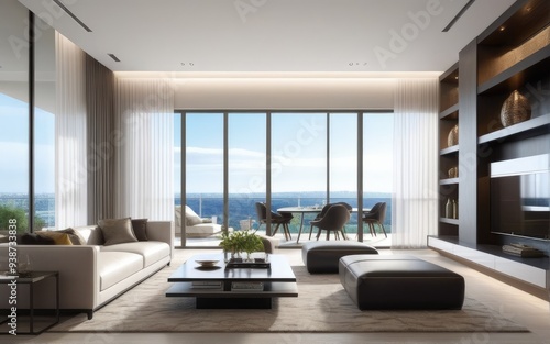 beautiful apartment  interior. 3d rendering