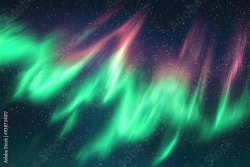 Vibrant aurora borealis dancing across a starry night sky