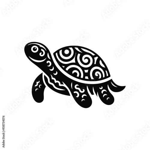 Animal turtle silhouette vector.