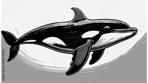 Orca Whale Fish Sketch Style Animal
