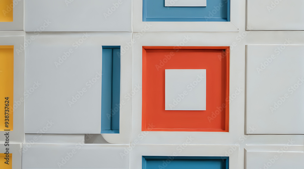 a many different colored squares in a wall with a square a many different colored squares in a wall with a square