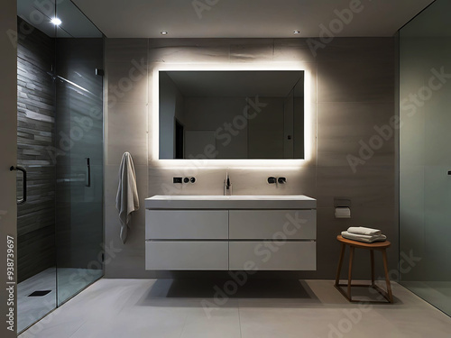 White modern design wash room