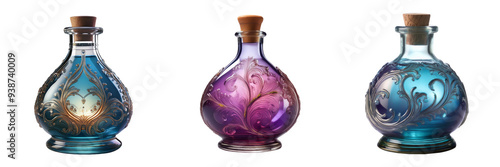fantasy potion bottle isolated on transparent background