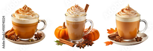 pumpkin spice latte isolated on transparent background