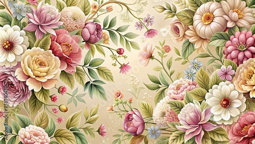 Wallpaper Mural Elegant floral pattern featuring intricate flowers in full bloom, floral, flowers, pattern, delicate, elegant, nature Torontodigital.ca
