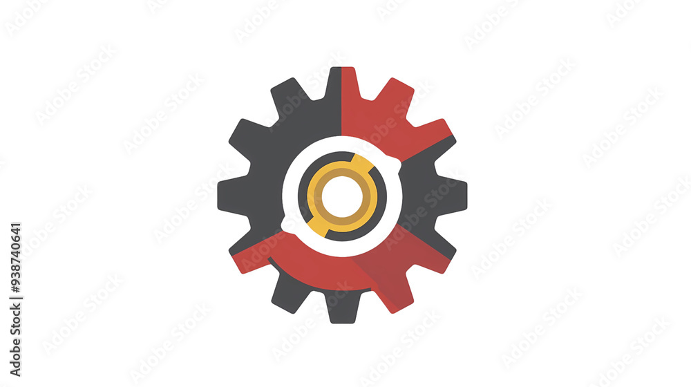 A cogwheel icon, gray and red and yellow tint, white background, transparent background, png file, Generative AI illustrations. A cogwheel icon, gray and red and yellow tint, white background, transparent background, png file, Generative AI illustrations.