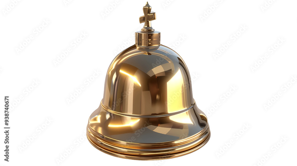 A golden bell, white background cute 3d style, transparent background, png file, Generative AI illustrations. A golden bell, white background cute 3d style, transparent background, png file, Generative AI illustrations.