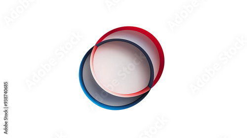 Abstract painting both circles nested together as a unified whole in red and blue, on a white background, transparent background, png file, Generative AI illustrations.