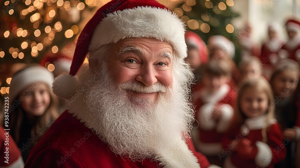 Santa Claus is the center of attention at a festive Christmas party Santa Claus is the center of attention at a festive Christmas party
