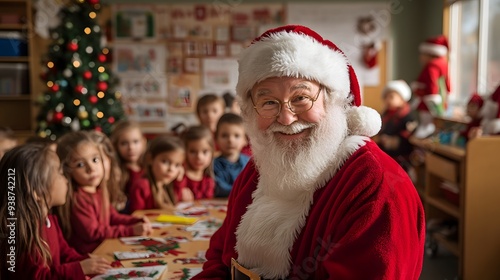 Santa Claus is visiting a classroom