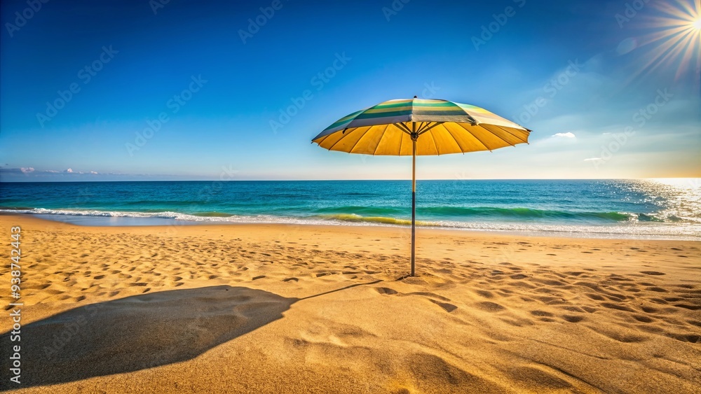 Seaside beach umbrella casting a shadow on the sand on a sunny summer day, seaside, beach, umbrella, shade, sand, sunny Seaside beach umbrella casting a shadow on the sand on a sunny summer day, seaside, beach, umbrella, shade, sand, sunny