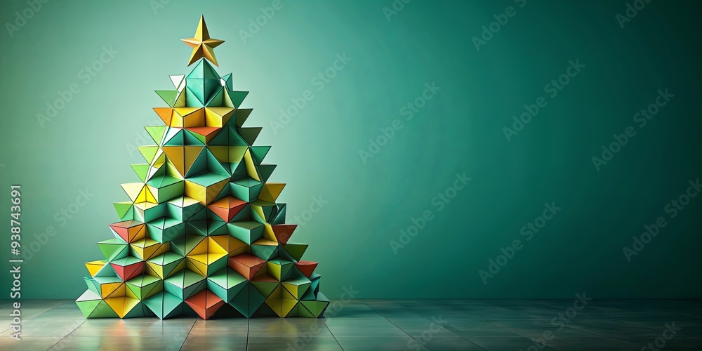 Abstract Christmas tree made of geometric shapes , holiday, decoration, modern, art, festive, abstract, creative Abstract Christmas tree made of geometric shapes , holiday, decoration, modern, art, festive, abstract, creative