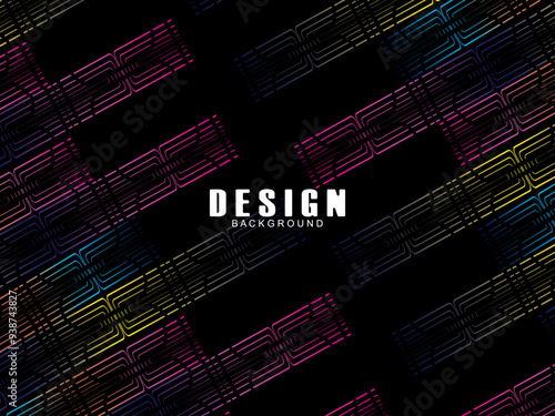 Futuristic abstract technology shining rainbow light lines with modern lines pattern black background. Vector minimal line background with text for social media covers, headers, etc.	