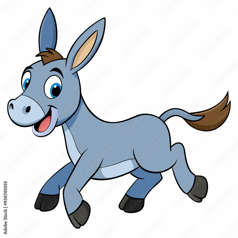 Naklejka premium Running Donkey Cartoon Art vector illustration