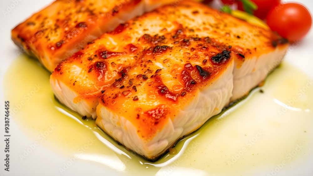 Juicy salmon fillet with a crispy skin, served with a lemon butter sauce, light and flavorful. Juicy salmon fillet with a crispy skin, served with a lemon butter sauce, light and flavorful.