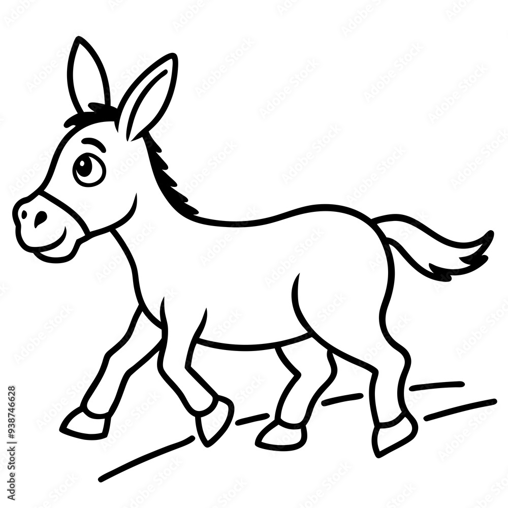 Running Donkey Cartoon Art vector illustration Running Donkey Cartoon Art vector illustration