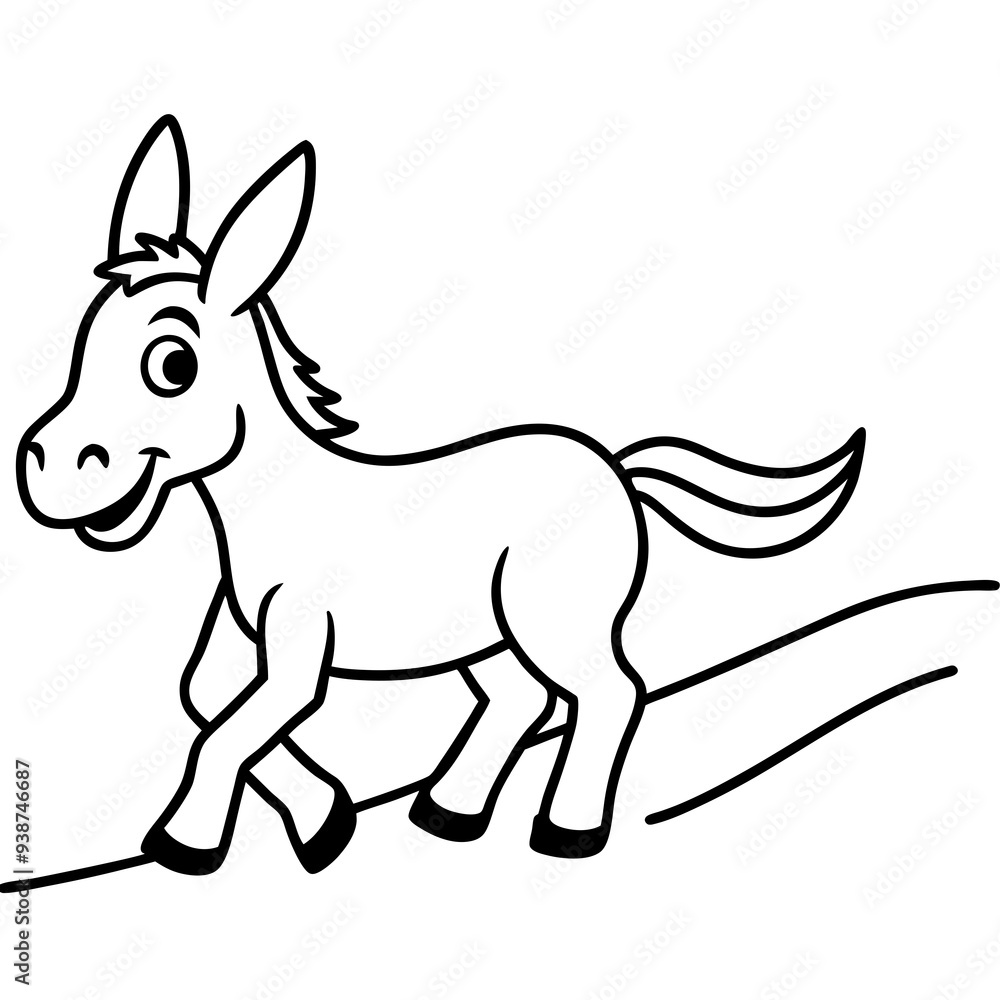 Running Donkey Cartoon Art vector illustration Running Donkey Cartoon Art vector illustration