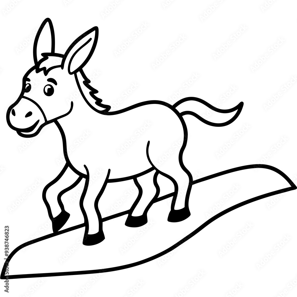 Fototapeta premium Running Donkey Cartoon Art vector illustration