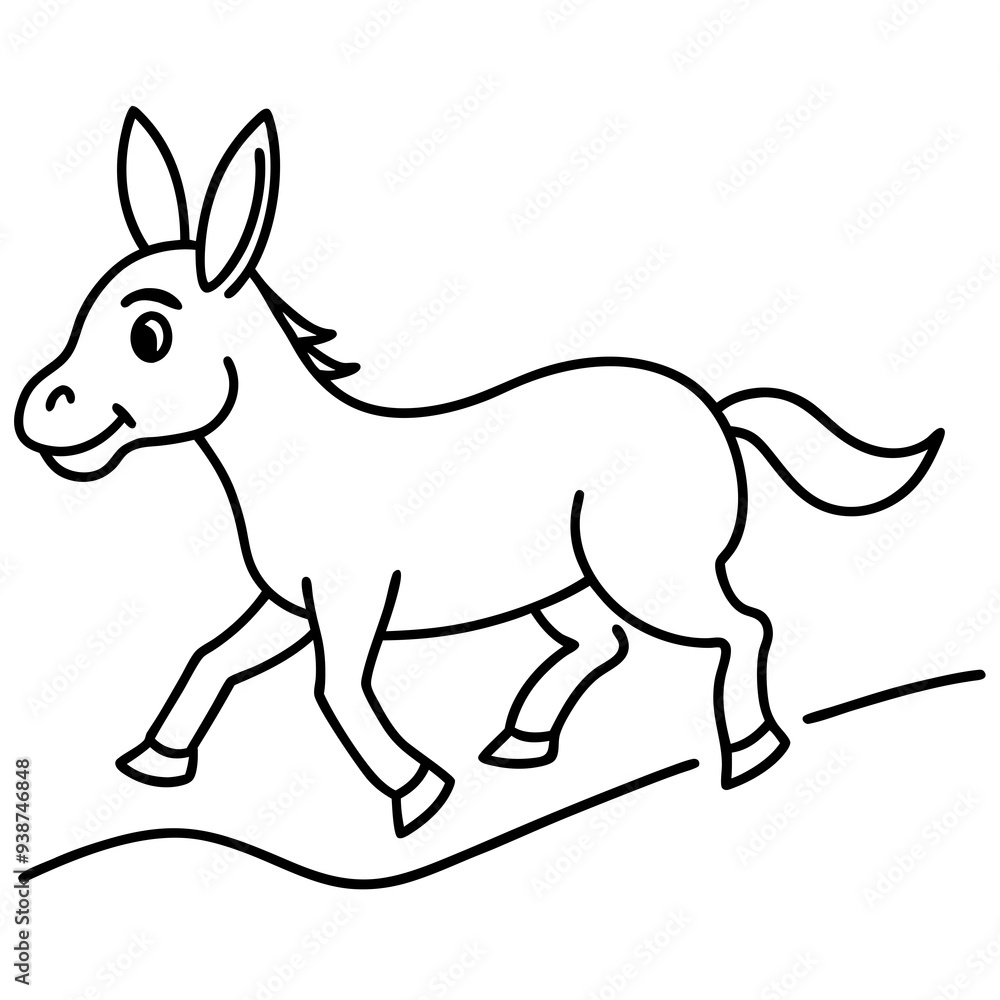 Obraz premium Running Donkey Cartoon Art vector illustration