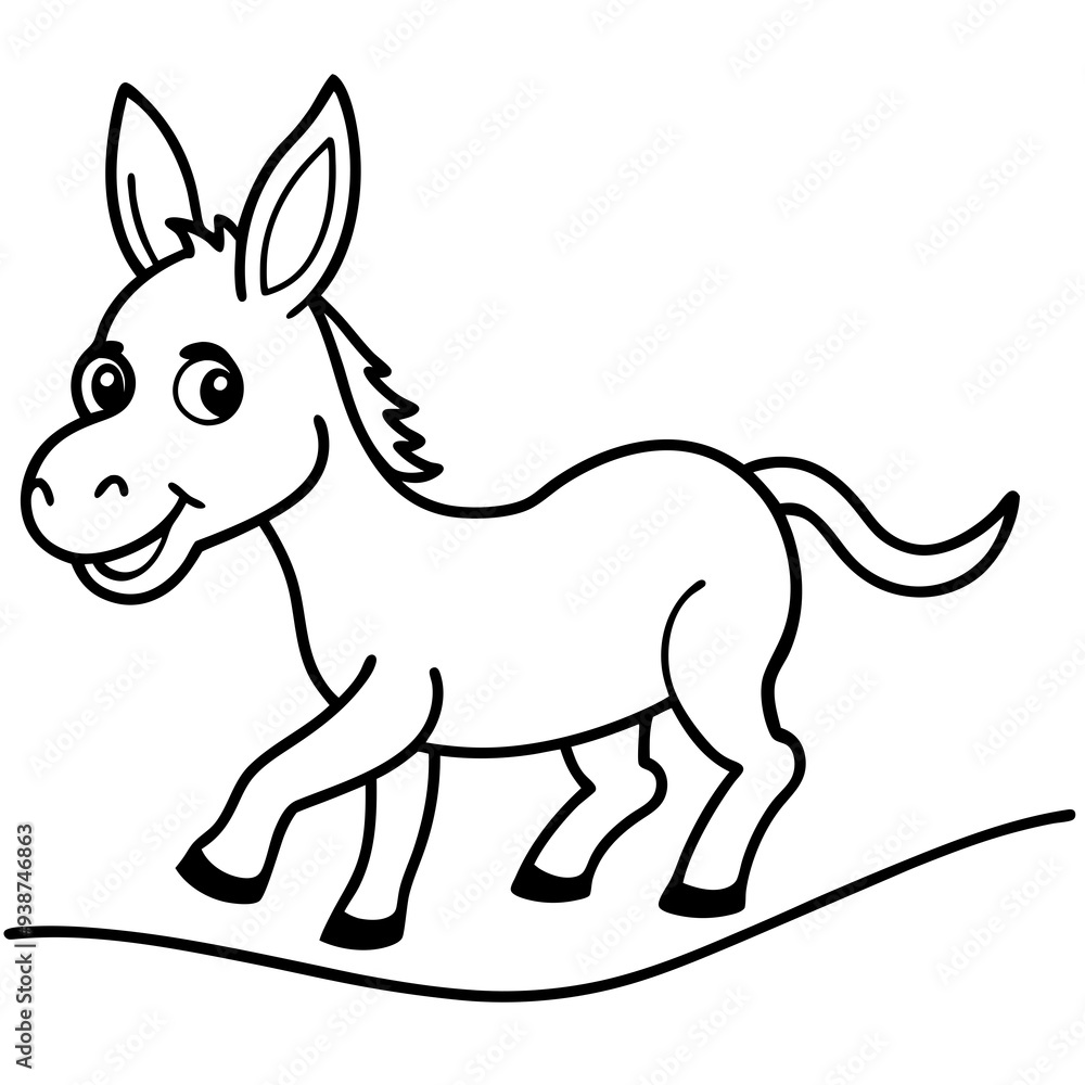 Fototapeta premium Running Donkey Cartoon Art vector illustration