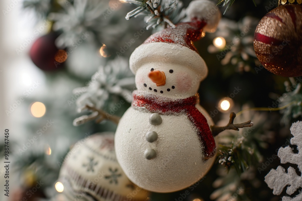 Christmas tree decorations with a snowman Christmas tree decorations with a snowman