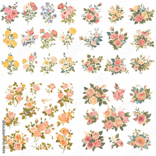 A collection of flower images with a variety of colors and styles. The mood of the images is bright and cheerful, with a focus on the beauty of nature