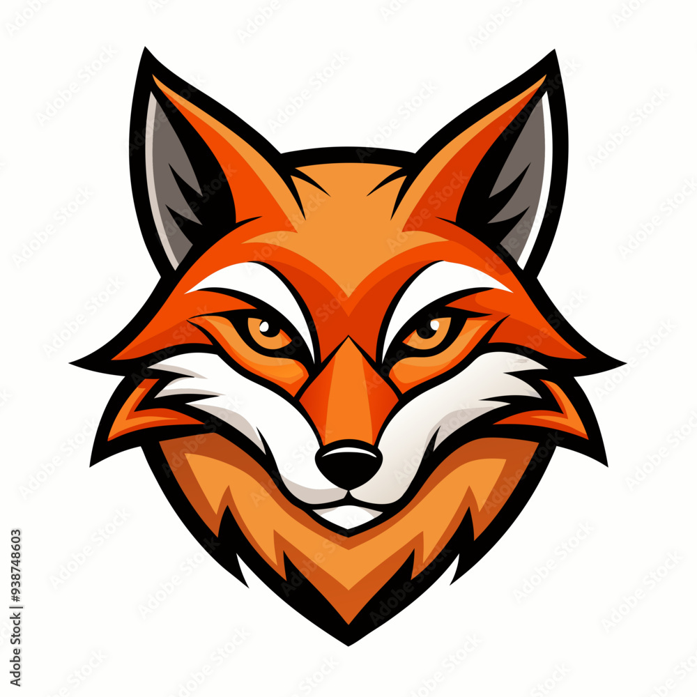 Modern Fox Head Logo Bold Black & White Silhouette with Orange Accents art vector illustration Modern Fox Head Logo Bold Black & White Silhouette with Orange Accents art vector illustration