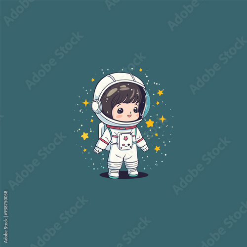 cute child astronaut mascot image