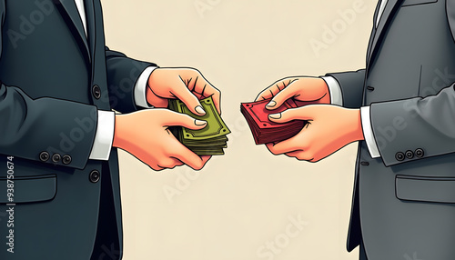 An Illustration of Financial Transactions by Two Business Man