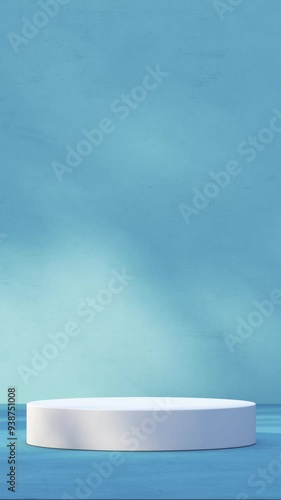 3D Render Vertical Video of Product Display Platform with Tree Shadow on Back Wall