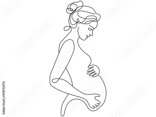  Hand drawn Pregnancy minimalist line art illustration vector