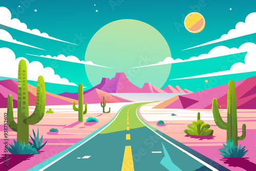 Desert Pathway art vector illustration