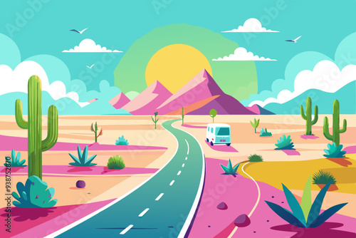 Desert Pathway art vector illustration