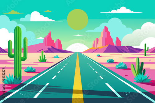 Desert Pathway art vector illustration