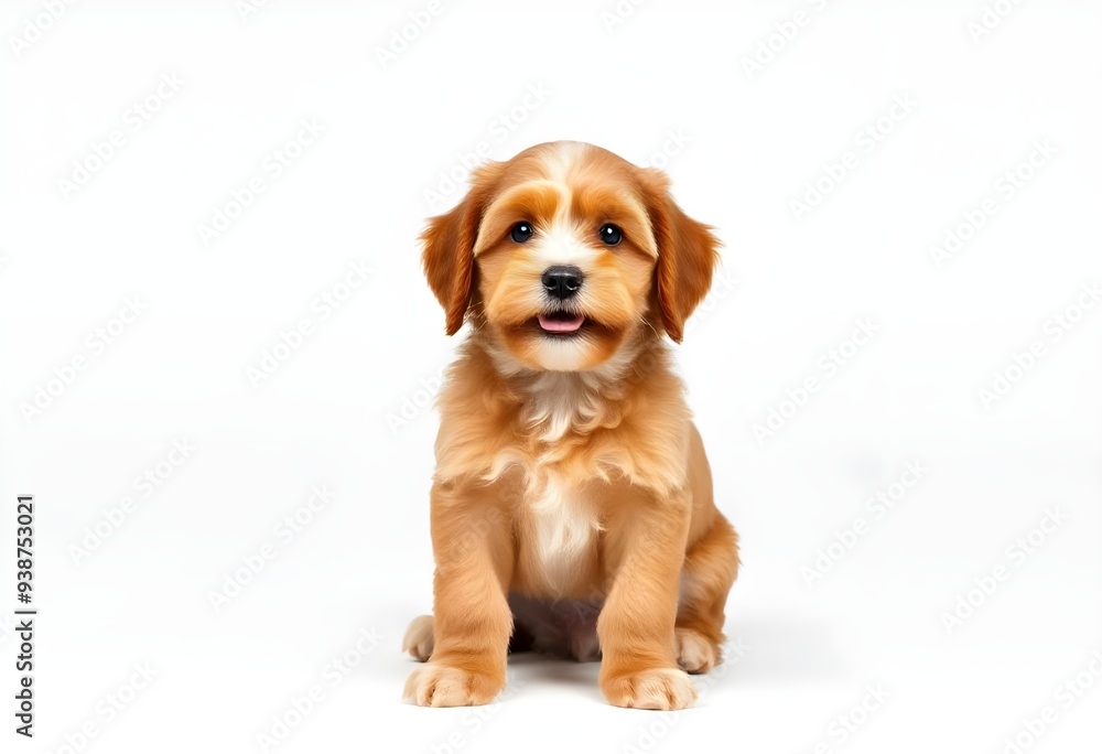 golden retriever puppy isolated on white, golden retriever puppy, Beautiful happy reddish Havanese puppy dog is sitting frontal with white background golden retriever puppy isolated on white, golden retriever puppy, Beautiful happy reddish Havanese puppy dog is sitting frontal with white background