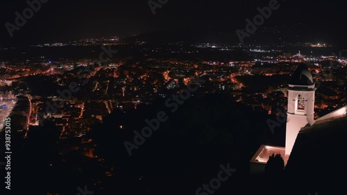 Night panorama of the town Blanes, Catalonia, Spain.