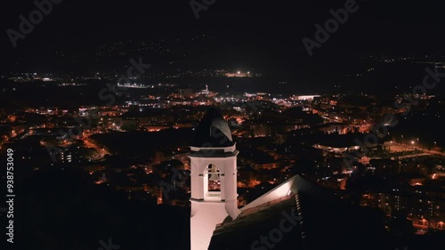 Night panorama of the town Blanes from the top of the hill. Spain, Catalonia, Costa Brava